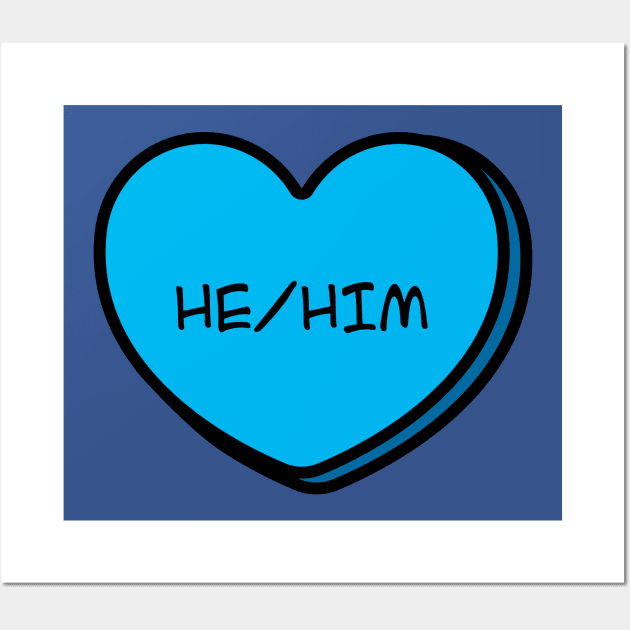 Pronoun He/Him Conversation Heart in Blue Wall Art by Art Additive